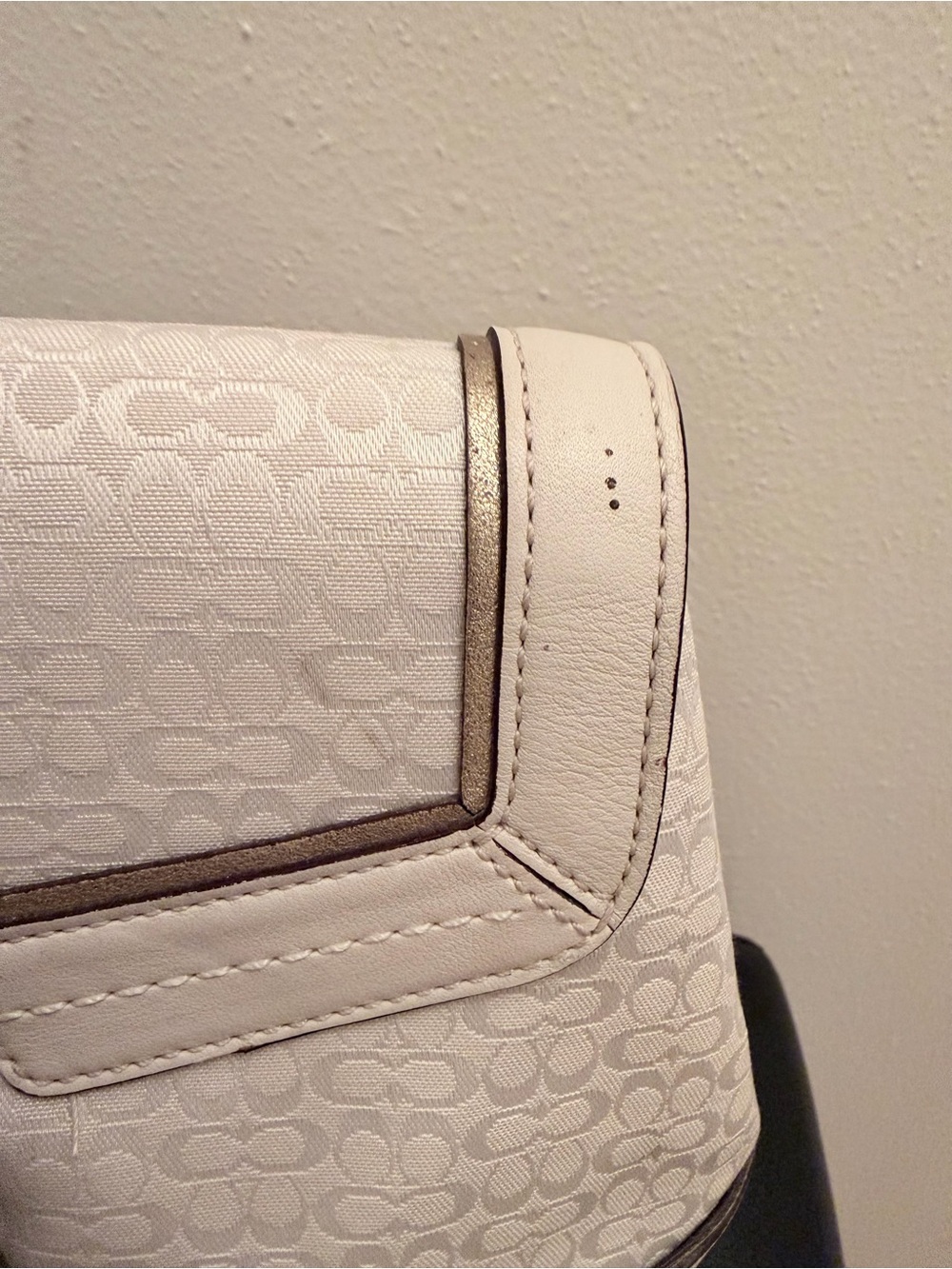 Vintage Coach Flap Satchel Cream Signature C Canvas/Leather with Matching Wallet - Picture 8 of 16